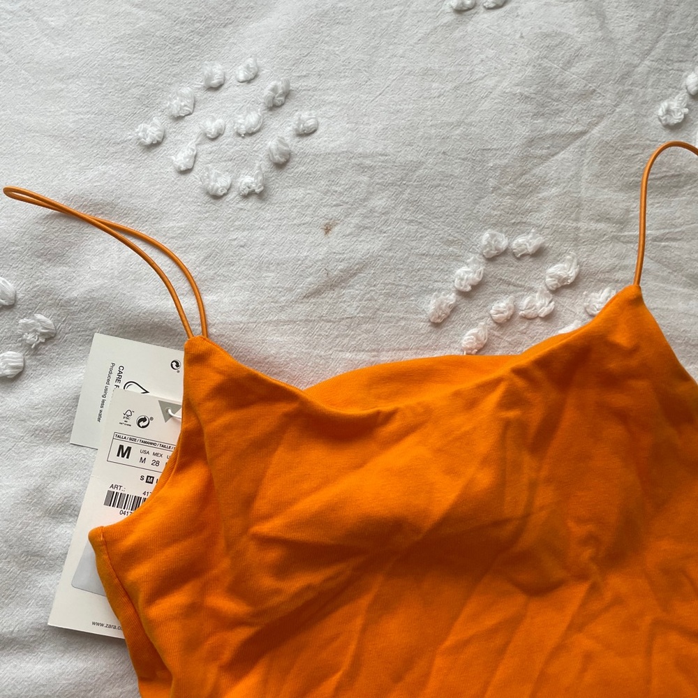 zara fitted orange dress